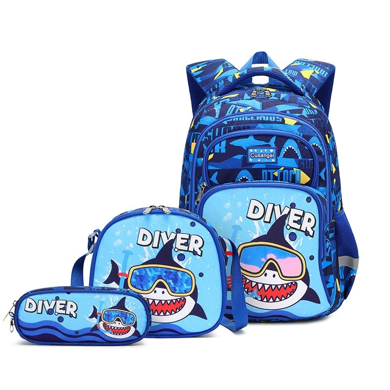 3PCS Oxford Big Capacity Cartoon Backpack